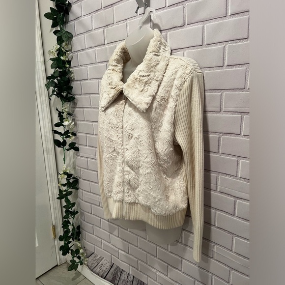 ELLEN TRACY women front zipper beige sweater/size L - Picture 4 of 10